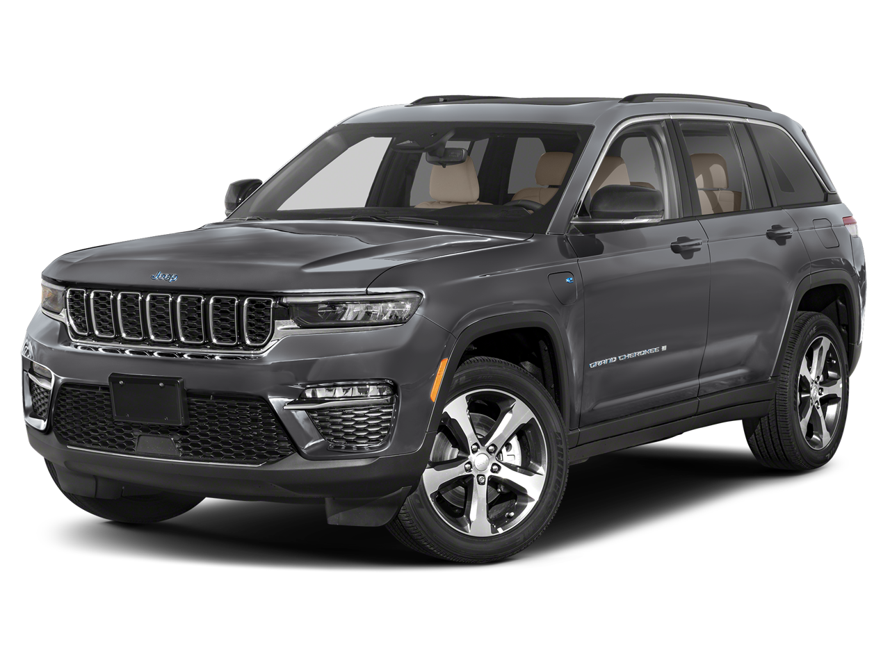 2023 Jeep Grand Cherokee 4xe in Baltic Gray Metallic Clearcoat — front three-quarter view