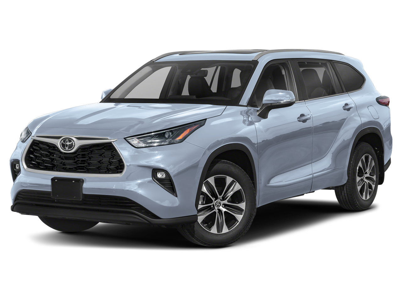 2023 Toyota Highlander XLE in Moon Dust — front three-quarter view