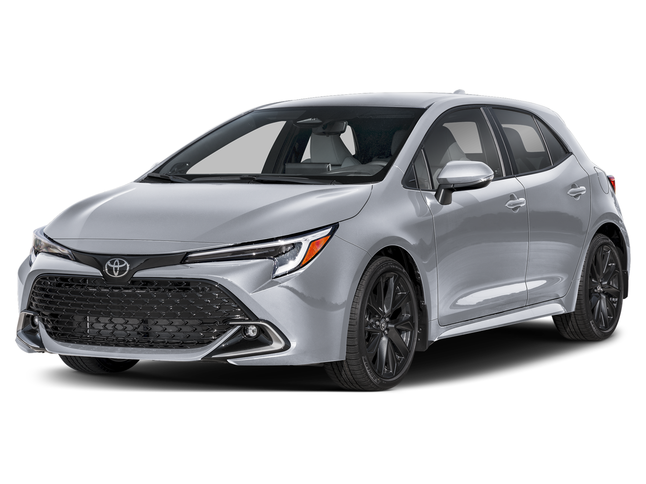 2025 Toyota Corolla Hatchback XSE in Classic Silver Metallic — front three-quarter view