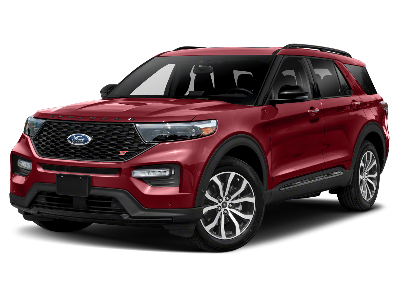 2020 Ford Explorer ST in Black Metallic — front three-quarter view