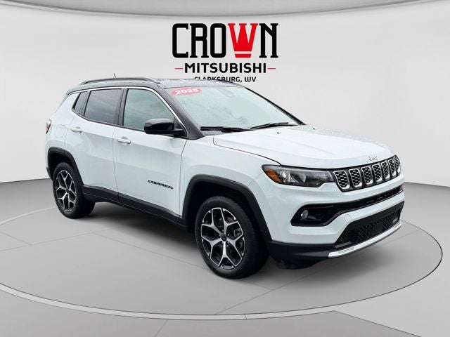 2025 Jeep Compass Limited in Bright White Clearcoat — front three-quarter view