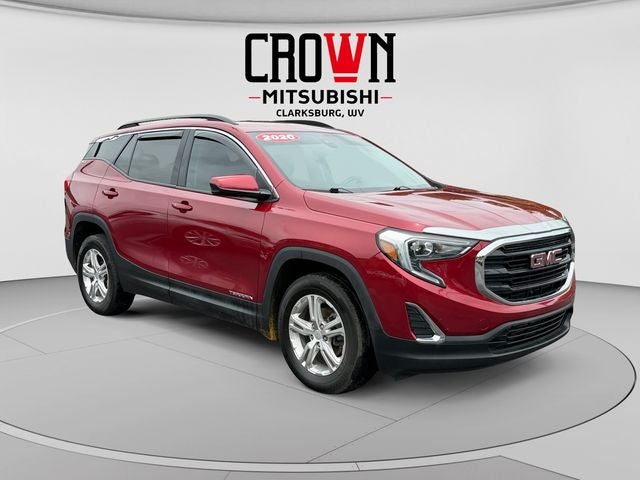 2020 GMC Terrain SLE in Red Quartz Tintcoat — front three-quarter view