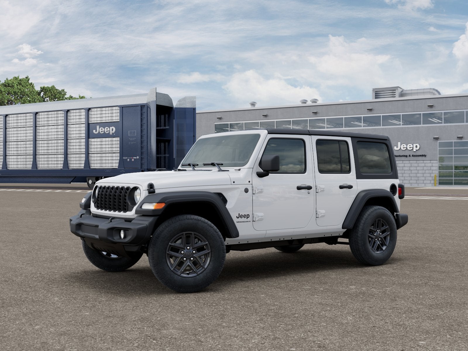 2026 Jeep Wrangler WRANGLER 4-DOOR SPORT in Bright White Clear-Coat Exterior Paint — front three-quarter view
