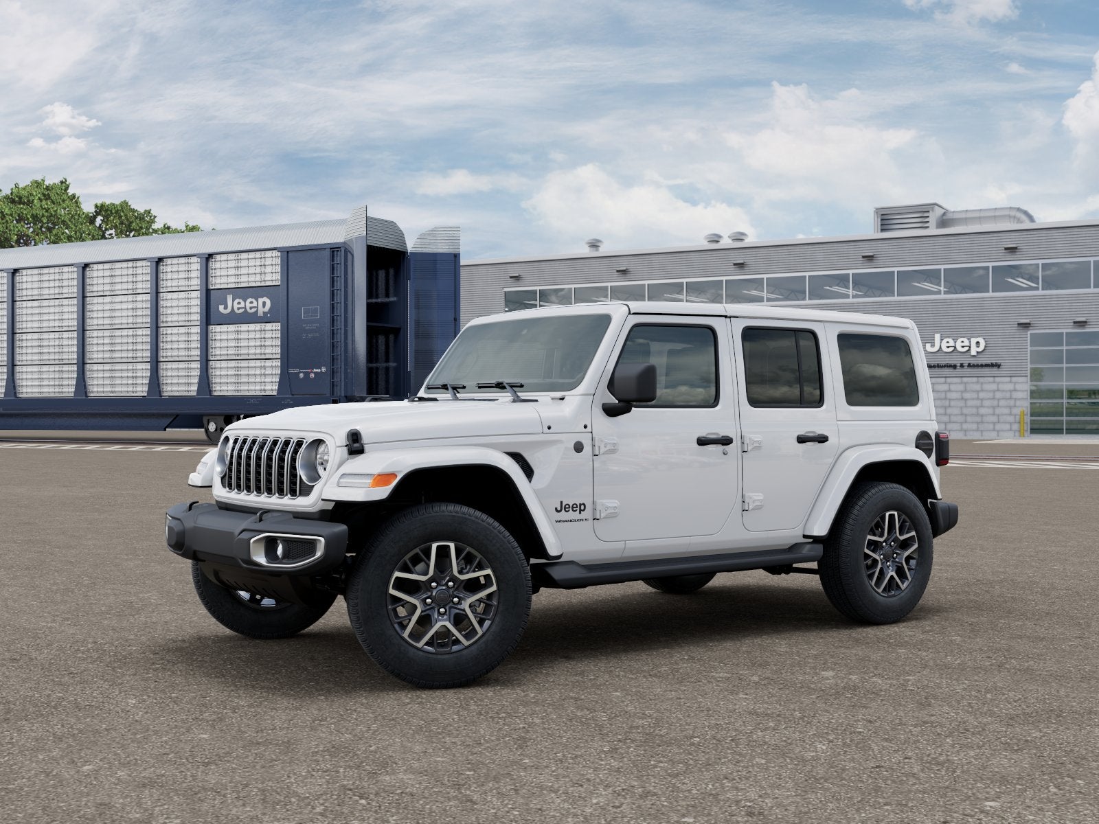 2026 Jeep Wrangler WRANGLER 4-DOOR SAHARA in Bright White Clear-Coat Exterior Paint — front three-quarter view