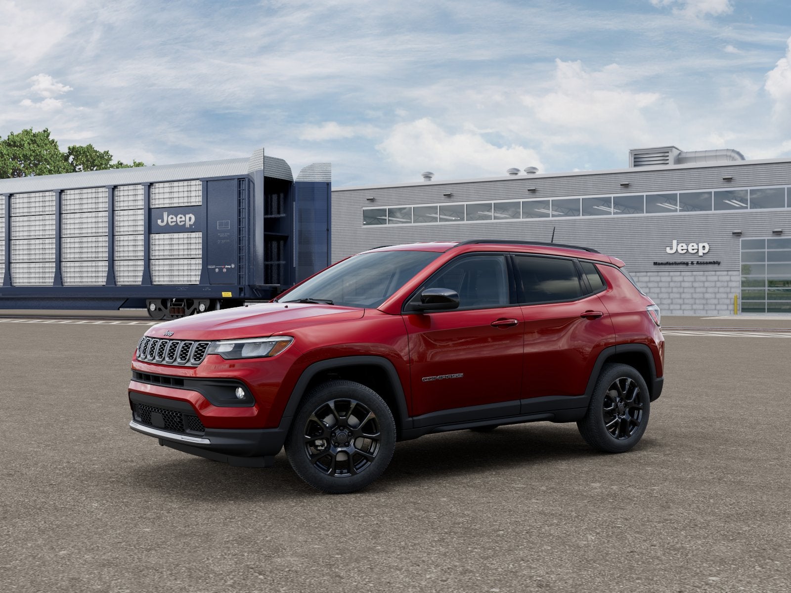 2026 Jeep Compass COMPASS LATITUDE ALTITUDE 4X4 in Red Hot Pearl-Coat Exterior Paint — front three-quarter view