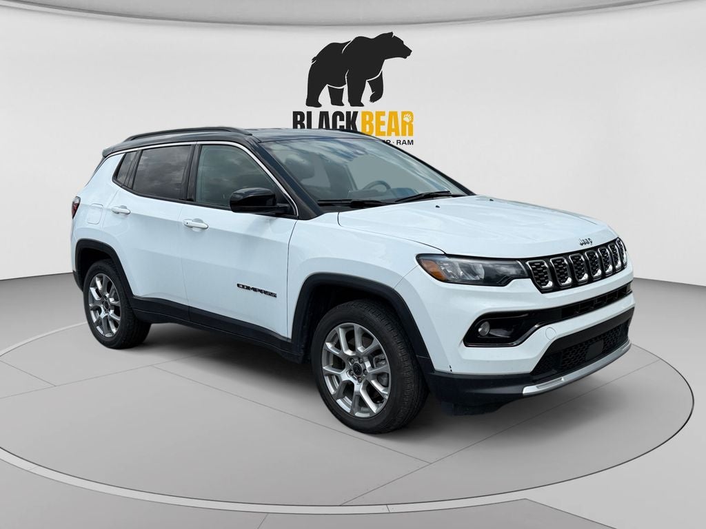 2025 Jeep Compass Limited 4x4 in Bright White Clearcoat — front three-quarter view