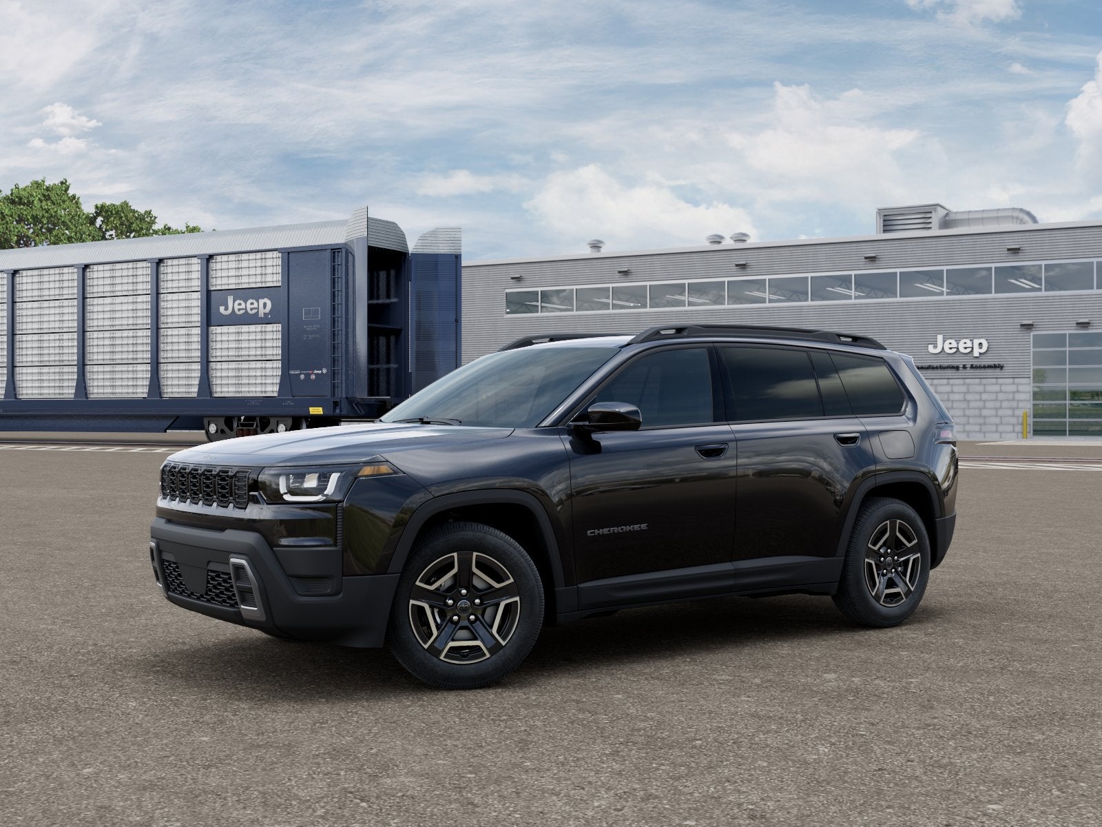 2026 Jeep Cherokee CHEROKEE 4X4 in Diamond Black Crystal Pearl-Coat Exterior Paint — front three-quarter view