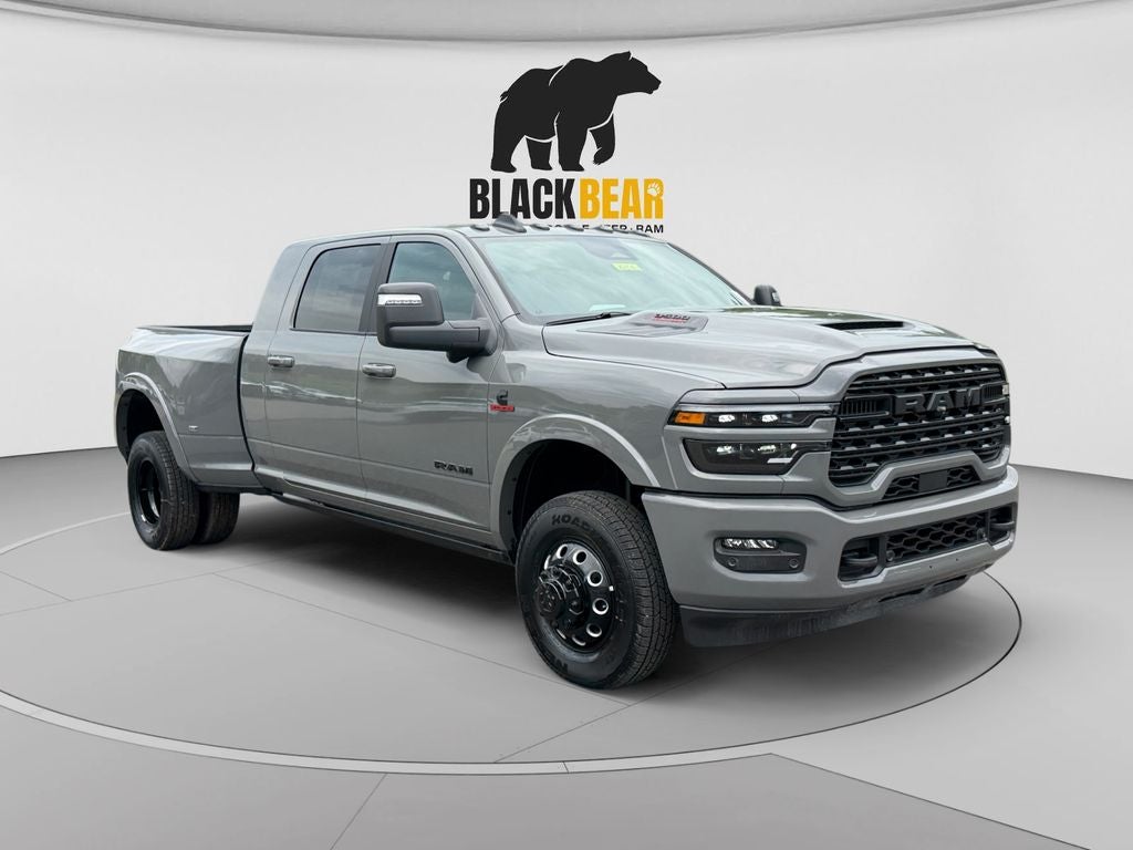 2026 RAM Ram 3500 RAM 3500 LIMITED MEGA CAB 4X4 6'4' BOX in Ceramic Gray Clear-Coat Exterior Paint — front three-quarter view